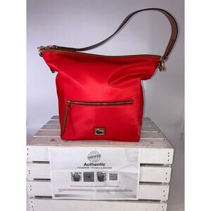 DOONEY & BOURKE LARGERED NYLON BROWN LEATHER SHOULDER BAG